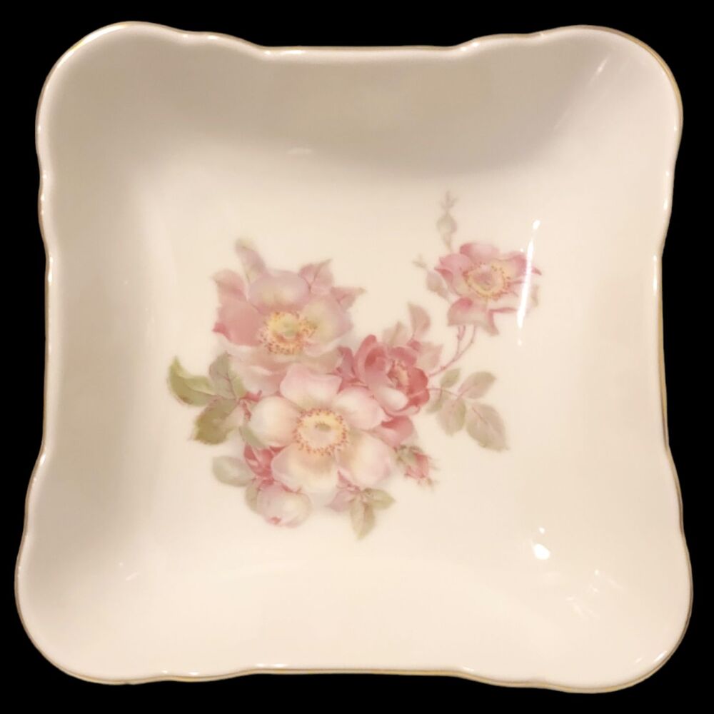 Vintage Bavaria Schumann Arzberg Germany Wild Rose 5” Square Serving Bowl